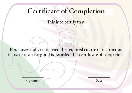 Photo for Composition of certificate of completion text with copy space on face and leaf background. Certificate, graduation and writing space concept digitally generated image. - Royalty Free Image