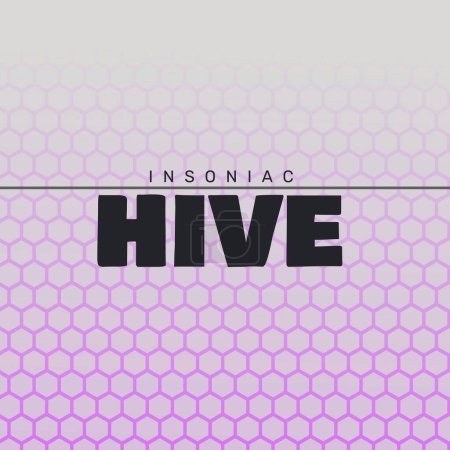 Photo for Composition of hive insoniac text over pattern on purple background. Colour, pattern, art, music album cover and design concept digitally generated image. - Royalty Free Image