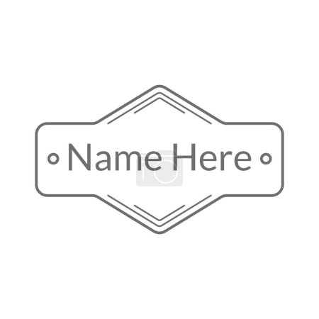 Photo for Illustration of name here text with board sign over white background, copy space. Watermark, vector, abstract, design, template, creative, marketing, business and logo concept. - Royalty Free Image