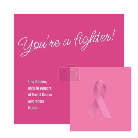 Foto de Este octubre se unen en apoyo del texto del mes de concienciación sobre el cáncer de mama con cinta rosa. Compuesto, eres un luchador, rosa octubre, médico, sanitario, apoyo y concepto de prevención. - Imagen libre de derechos