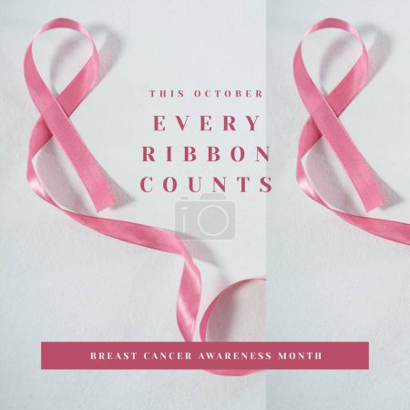 Photo for Composite of this october every ribbon counts text and pink awareness ribbons on white background. Copy space, breast cancer awareness month, pink october, medical, healthcare, support and prevention. - Royalty Free Image