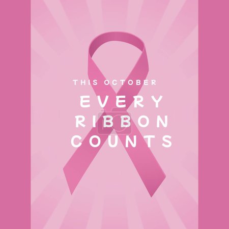 Photo for Composite of this october every ribbon counts text and pink awareness ribbon on pink background. Copy space, breast cancer awareness month, pink october, medical, healthcare, support and prevention. - Royalty Free Image