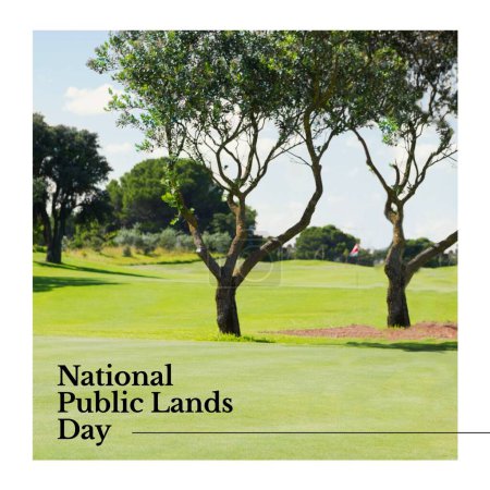 Photo for Composite of national public lands day text over landscape. National public lands day, nature and landscape concept digitally generated image. - Royalty Free Image