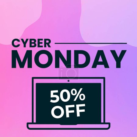 Photo for Composite of cyber monday text over purple background. Cyber monday, cyber shopping, retail and sales concept digitally generated image. - Royalty Free Image