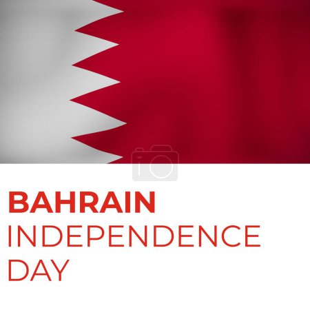 Foto de Ilustración del texto del día de la independencia de Bahréin sobre la bandera nacional de Bahréin sobre fondo blanco. Copiar espacio, rojo, blanco, patriotismo, celebración, libertad y concepto de identidad. - Imagen libre de derechos