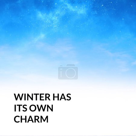 Photo for Composite of winter has its own charm text over winter scenery. Winter, christmas, seasons and celebration concept digitally generated image. - Royalty Free Image
