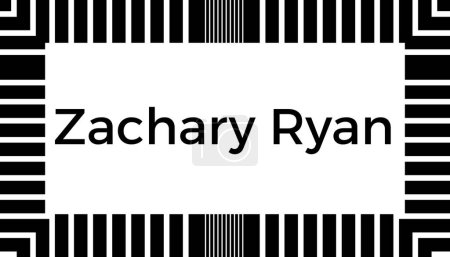 Photo for Illustration of zachary ryan text with black lines on border over white background, copy space. Vector, marketing, business, card, advertise, template, design, creative concept. - Royalty Free Image