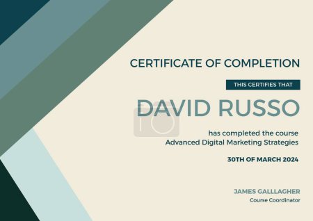Photo for Composite of certificate of completion text with pattern on cream background. Certificate, graduation, learning and education concept digitally generated image. - Royalty Free Image