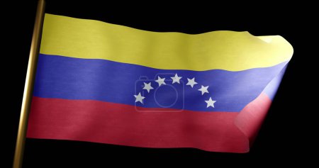 Photo for Image of close up of waving flag of venezuela on black background. venezuela, national flag and patriotism concept digitally generated image. - Royalty Free Image
