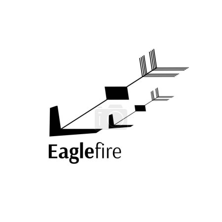 Photo for Eagle fire text in black with two decorative arrows logo on white background. Aim, strength, business, partnership, logo and brand identity design, digitally generated image. - Royalty Free Image