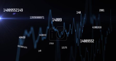 Photo for Image of financial data processing with numbers over black background. Global networks, business, finances, computing and data processing concept digitally generated image. - Royalty Free Image