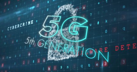 Photo for Image of 5g 5th generation text over cyber attack warning text. Digital interface global connection and communication concept digitally generated image. - Royalty Free Image