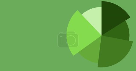 Photo for Image of pie chart graph and data processing over green background. Global business, finances, computing and data processing concept digitally generated image. - Royalty Free Image