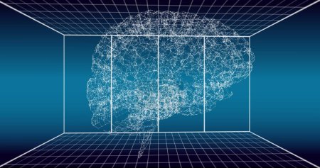 Téléchargez les photos : Un concept de cerveau numérique représente l'intelligence artificielle, placée sur un fond de grille. Il symbolise l'intersection de la technologie et de la cognition humaine, souvent utilisée dans les discussions sur l'IA et l'apprentissage automatique.. - en image libre de droit