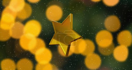 Photo for Image of sold star christmas decoration on green background. Christmas, tradition and celebration concept digitally generated image. - Royalty Free Image