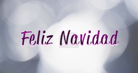 Photo for Image of feliz navidad text over white spots of light background. Christmas, tradition and celebration concept digitally generated image. - Royalty Free Image