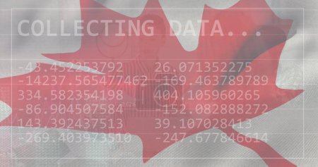 Photo for Image of statistics and data processing over flag of canada. Business, communication, digital interface, finance and data processing concept digitally generated image. - Royalty Free Image
