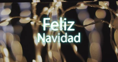 Photo for Image of feliz navidad text over yellow spots of light background. Christmas, tradition and celebration concept digitally generated image. - Royalty Free Image