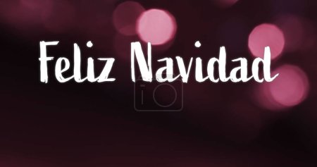 Photo for Image of feliz navidad text over pink spots of light background. Christmas, tradition and celebration concept digitally generated image. - Royalty Free Image