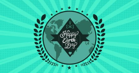 Photo for Image of happy earth day in circle on green background. environment, sustainability, ecology, renewable energy, global warming and climate change awareness. - Royalty Free Image