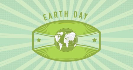 Image of eart day and globe on green background. environment, sustainability, ecology, renewable energy, global warming and climate change awareness.