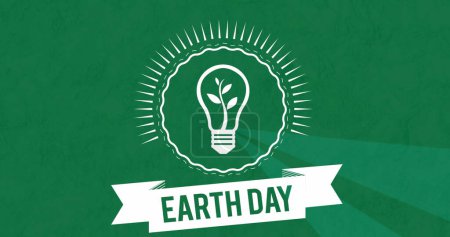 Photo for Image of rotating green background and earth day with bulb. environment, sustainability, ecology, renewable energy, global warming and climate change awareness. - Royalty Free Image