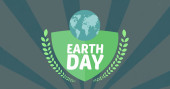 Image of shield with globe and earth day on green background. environment, sustainability, ecology, renewable energy, global warming and climate change awareness. puzzle #701135192
