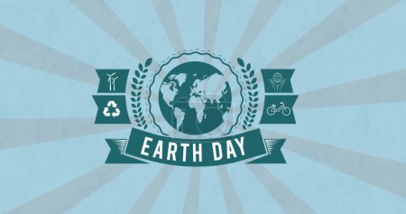 Photo for Image of earth day and globe on moving blue and grey background. environment, sustainability, ecology, renewable energy, global warming and climate change awareness. - Royalty Free Image