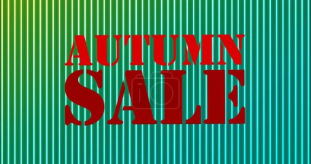 Bild von Herbst Verkauf Text in roten Buchstaben auf grün gestreiften Hintergrund. Retro-Einzelhandels- und Sparkonzept digital generiertes Image.