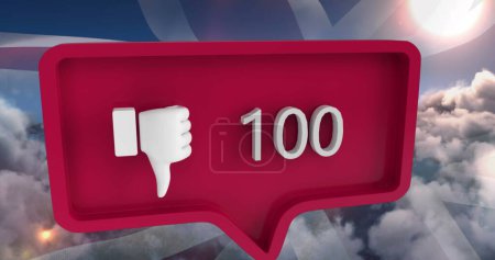 Photo for Image of like icon with numbers on speech bubble with flag of united kingdom. global social media and communication concept digitally generated image. - Royalty Free Image