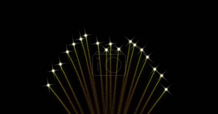 Bild von Feuerwerk auf schwarzem Hintergrund. Neues Jahr, Tradition und Festkonzept digital generiertes Image.