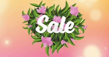 Image of sale text in white letters over flowers on orange background. shopping, retail and savings concept digitally generated image.