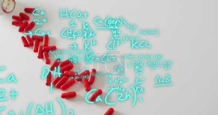 Photo for Image of mathematical equations over pills. Global medicine and digital interface concept digitally generated image. - Royalty Free Image