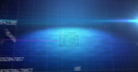 Bild einer sich ändernden Datenverarbeitung auf einem Gitter auf leuchtend blauem Hintergrund. Globale Technologie Verbindung digitales Schnittstellenkonzept digital generiertes Bild.