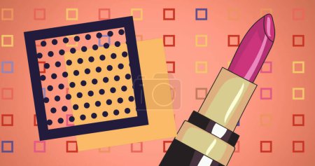 Image of red lipstick on pink background. fashion and accessories background pattern concept digitally generated image.