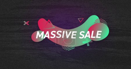 Photo for Image of massive sale text in white over green to red shapes on grey flickering background. vintage retail, savings and shopping concept digitally generated image. - Royalty Free Image