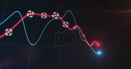 Digital graph displays a downward trend, indicating a market decline. The image captures the concept of financial loss or economic downturn.