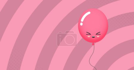 Bild von rosa Ballon fliegen über rosa Hintergrund. Party- und Festkonzept digital generiertes Image.