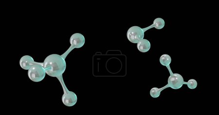 Téléchargez les photos : Image de micro 3d de molécules sur fond noir. Concept mondial de science, de recherche et de connexions image générée numériquement. - en image libre de droit