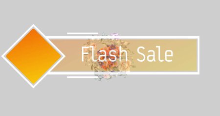 Bild des Blitz-Verkaufstextes auf einem Banner über Blumen. Einzelhandels-, Vertriebs- und Sparkonzept digital generiertes Image.