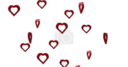 Foto de Imagen de corazones rojos moviéndose sobre fondo blanco. Día de San Valentín, amor y concepto de celebración de imagen generada digitalmente. - Imagen libre de derechos