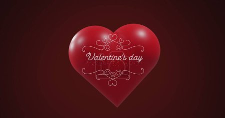 Téléchargez les photos : Image du texte de la Saint-Valentin sur coeur rouge sur fond noir. Saint Valentin, concept d'amour et de célébration image générée numériquement. - en image libre de droit