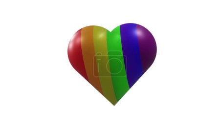 Photo for Image of rainbow heart moving on white background. Valentine's day, love and celebration concept digitally generated image. - Royalty Free Image