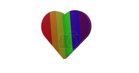 Photo for Image of rainbow heart moving on white background. Valentine's day, love and celebration concept digitally generated image. - Royalty Free Image