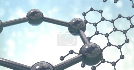 Téléchargez les photos : Image de micro 3d de molécules sur fond bleu. Concept mondial de science, de recherche et de connexions image générée numériquement. - en image libre de droit