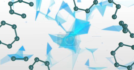 Téléchargez les photos : Image de micro de molécules modèles sur fond bleu et blanc. Concept mondial de science, de recherche et de connexions image générée numériquement. - en image libre de droit