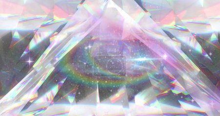 Photo for Image of space and stars over crystal. Abstract background, retro future and pattern concept digitally generated image. - Royalty Free Image