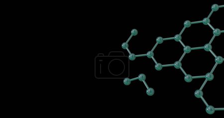 Photo for Image of 3d micro of network of molecules on black background. Global science, research and connections concept digitally generated image. - Royalty Free Image