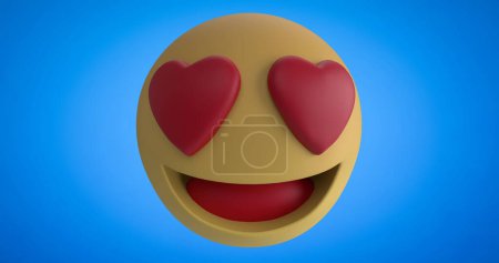 Photo for Image of love, like, angry and sad emoji icons appearing and disappearing on a blue background 4k - Royalty Free Image