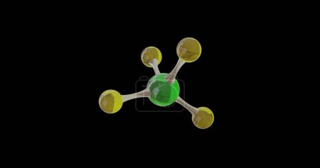Image of 3d micro of molecules on black background. Global science, research and connections concept digitally generated image.